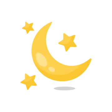 a crescent with stars on it