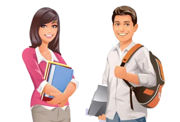 a man and woman holding books