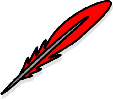 a red feather on a white background