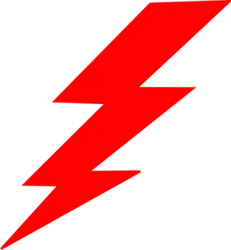 a red lightning bolt on white background