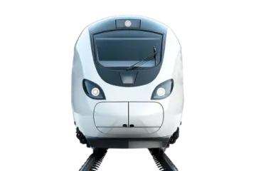 an electric train on a white background
