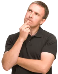 a man wearing a black polo shirt