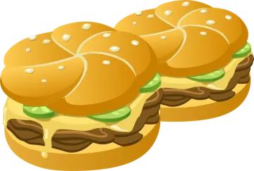 three hamburgers on a white background