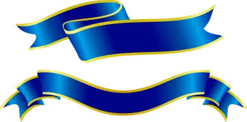 two blue and gold ribbons