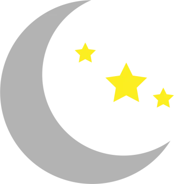 a crescent with three stars on it