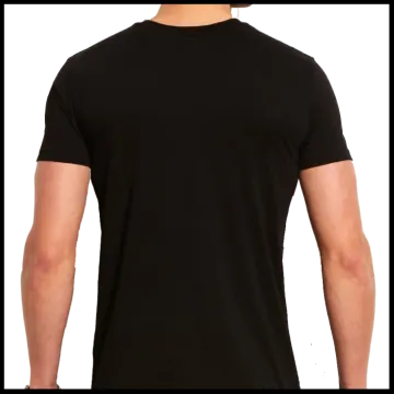 a man wearing a black t - shirt