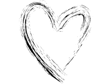 a black and white drawing of a heart