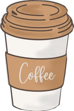 a coffee cup with the word coffee on it