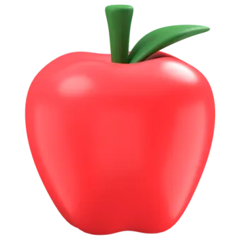 a red apple with green stem