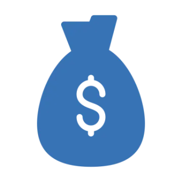 a blue bag with a dollar sign inside