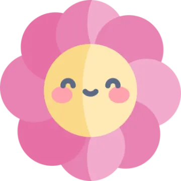 a pink flower with a smiley face on it