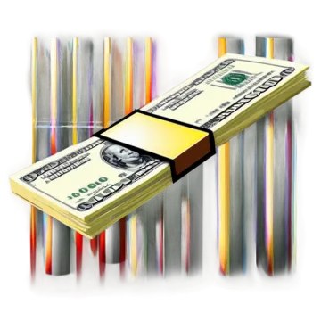 a stack of money on top of a bar chart