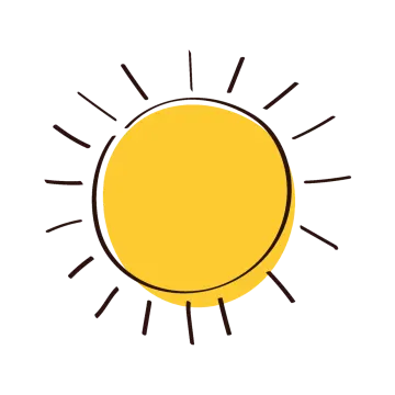 a yellow sun on a white background
