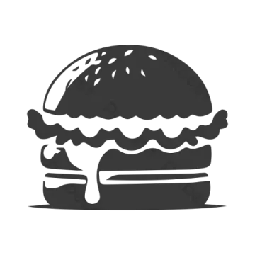a black and white silhouette of a hamburger