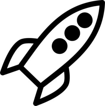 a black and white image of a rocket