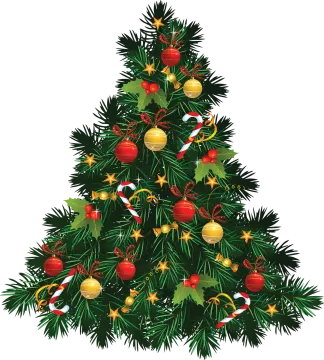a christmas tree with ornaments and decorations