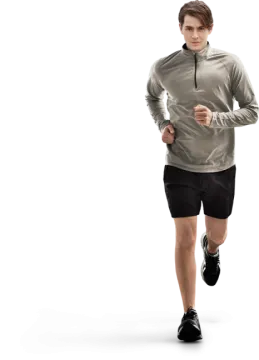 a man running on a white background