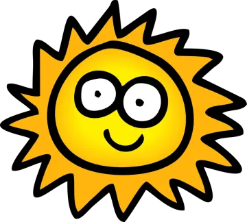 a cartoon sun with a happy face