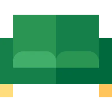 a green couch on a white background