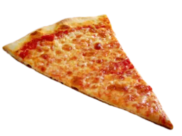 a slice of pizza on a white background