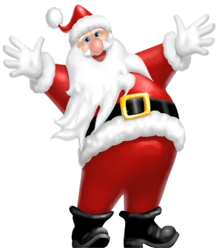 a santa claus with his arms out