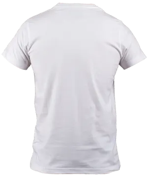 the back of a white t - shirt
