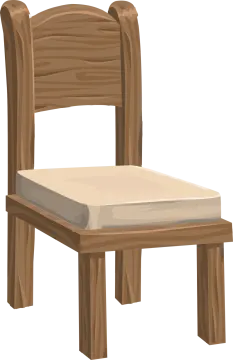 a wooden chair with a cushion