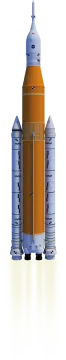 an orange and blue water tower with a white background