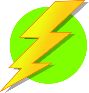 a green and yellow lightning symbol