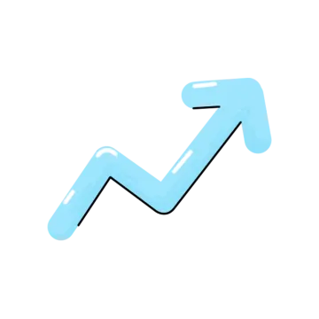 a blue arrow on a white background