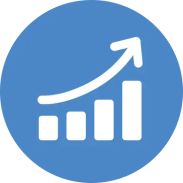 a blue circle with a bar chart on it