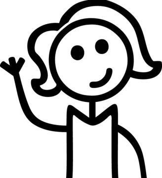 a black and white drawing of a woman with her hands up