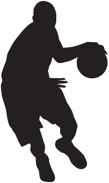 a basketball player silhouetted on a white background