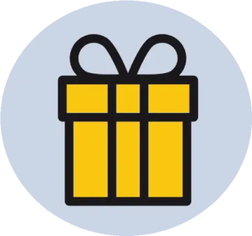 a yellow gift box with black ribbon