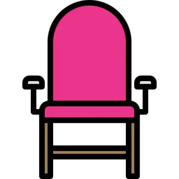 a pink chair on a white background