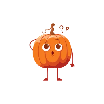 a cartoon pumpkin with a confused expression