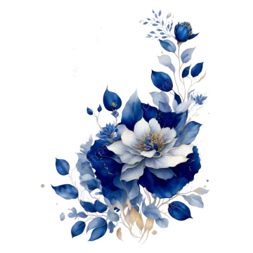 a bouquet of blue and white flowers