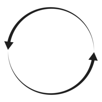 a circle with an arrow in the middle