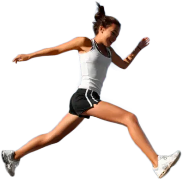 a young girl is jumping in the air