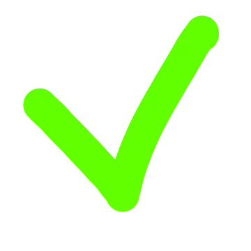a black tick icon on white background