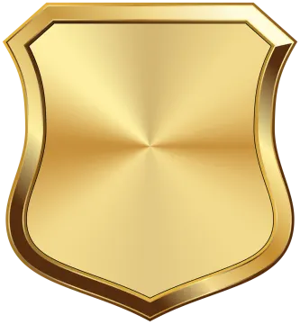 a gold shield on a white background