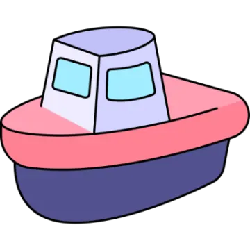 a pink and blue boat