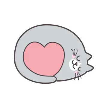 a cat sleeping with a heart in its mouth