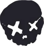 a black skull with stars on it's face