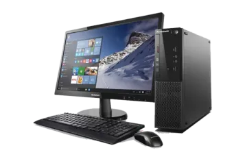 a desktop computer with a keyboard and mouse