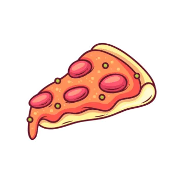a slice of pizza on a white background