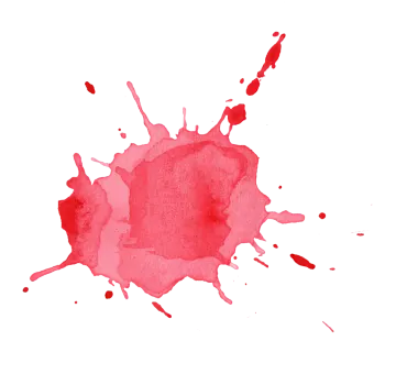 a red ink stain on a white background