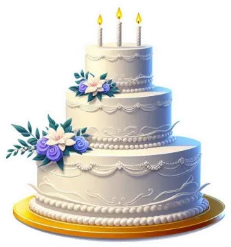 a three tiered cake with candles on top