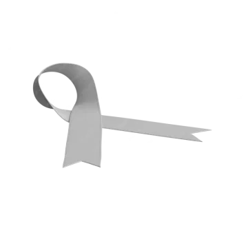 a gray ribbon on a white background