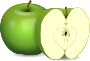 an apple cut in half